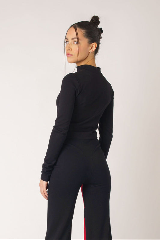 Long Sleeve Ponte Zip-Up