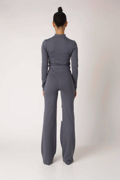 Long Sleeve Ponte Zip-Up