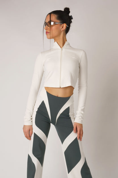 Long Sleeve Ponte Zip-Up