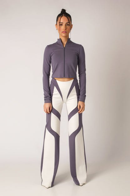 Long Sleeve Ponte Zip-Up