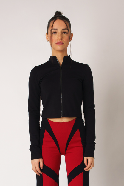 Long Sleeve Ponte Zip-Up