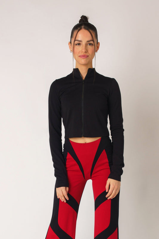 Long Sleeve Ponte Zip-Up